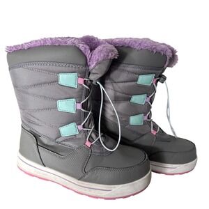 Wonder Nation Girls Gray Purple Snow Boots 3M Thinsulate Waterproof Size 6